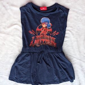 Navy Blue Girls’ Dress with Cartoon Print – Cool & Casual Outfit 5T, 6/7, 7/8